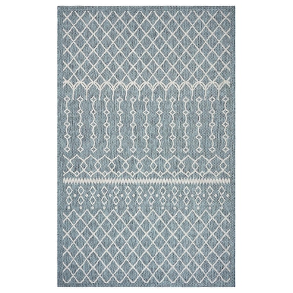 Homeroots 8 x 10 ft. Blue Array Indoor & Outdoor Area Rug 396237 - main